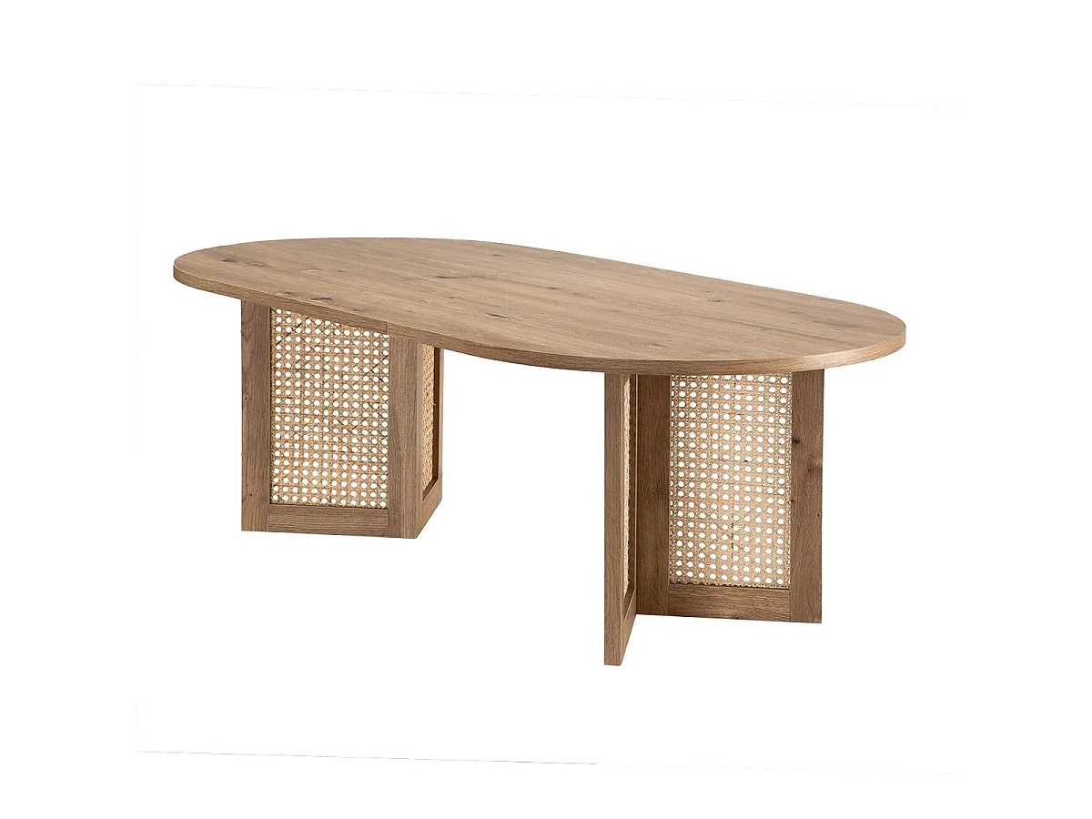 Table basse ovale avec piètements rotin L120 cm - TALIA