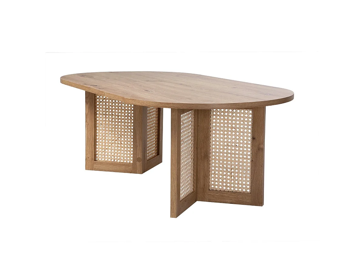 Table basse ovale avec piètements rotin L120 cm - TALIA