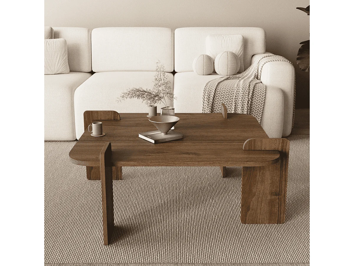 Table basse carrée aux bords arrondis L90 cm NOMA