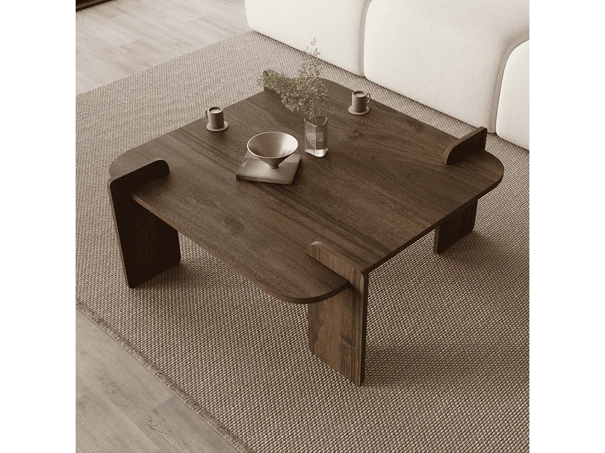 Table basse carrée aux bords arrondis L90 cm NOMA