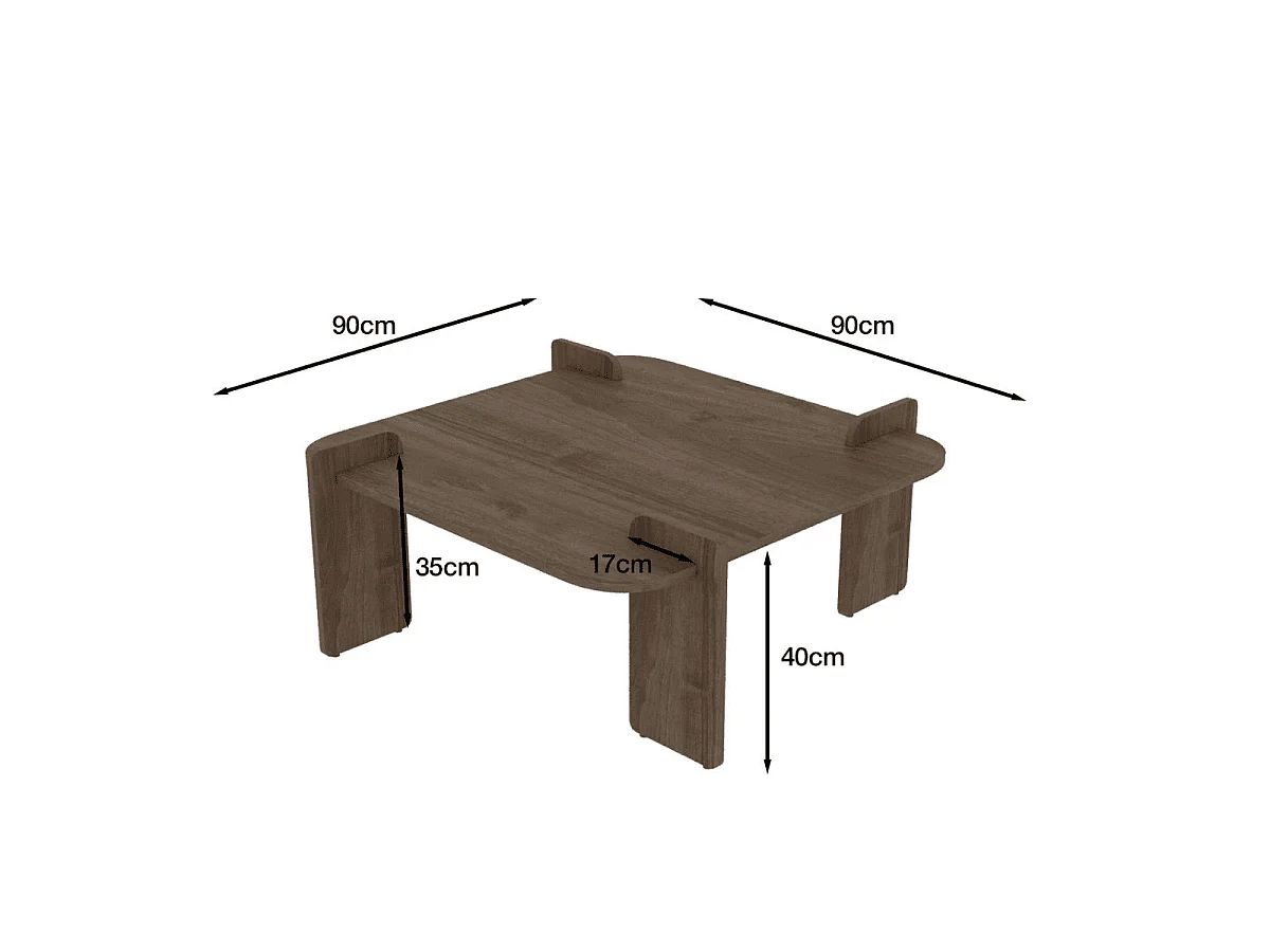 Table basse carrée aux bords arrondis L90 cm NOMA