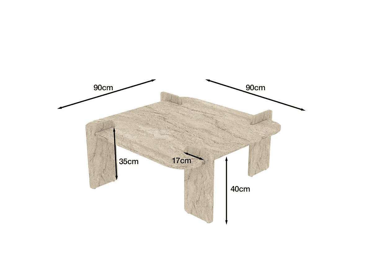 Vierkant Salontafel met afgeronde randen L90 cm NOMA
