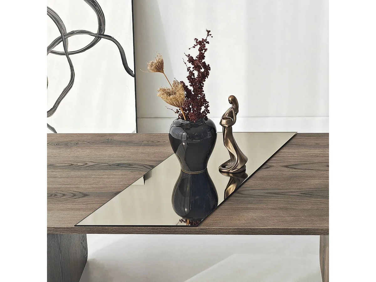 Table basse rectangulaire avec miroir L120 cm SOLEA