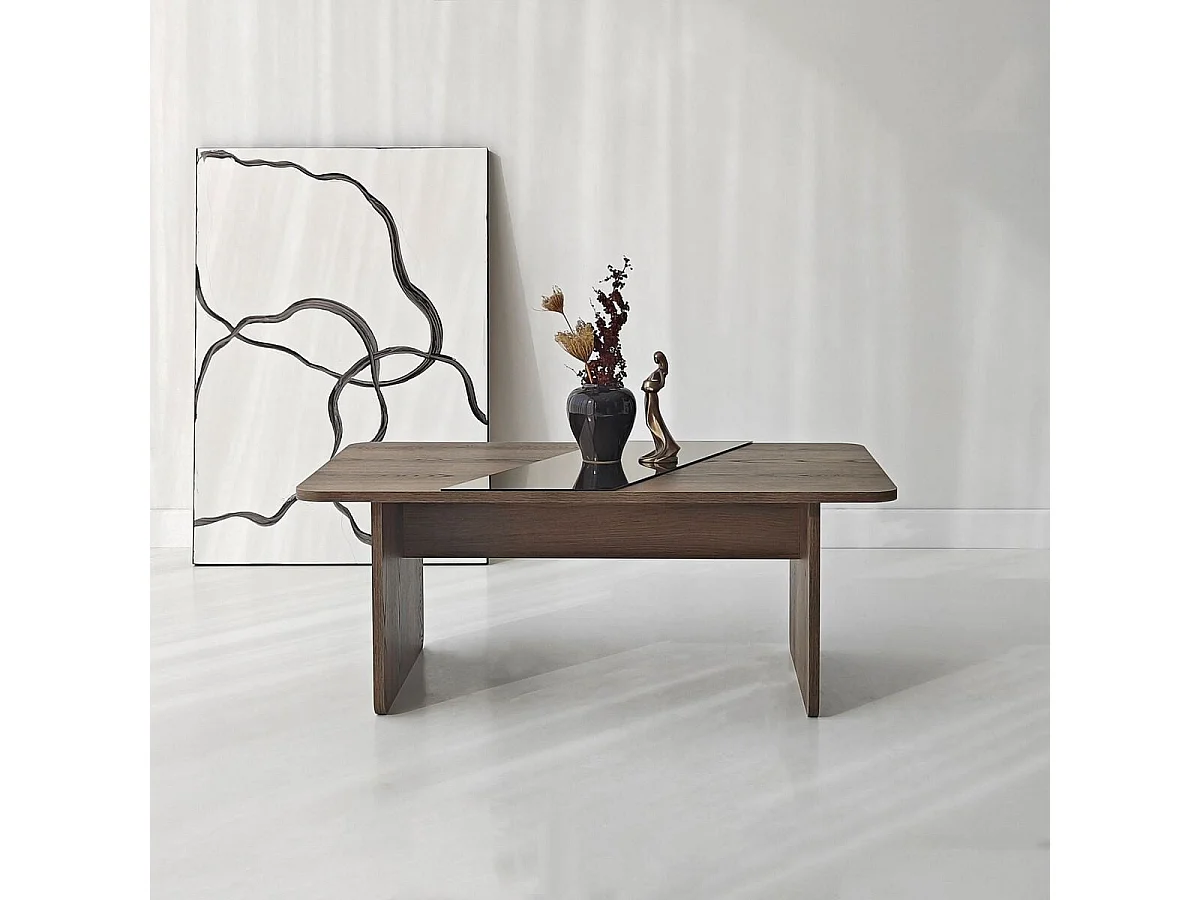 Table basse rectangulaire avec miroir L120 cm SOLEA