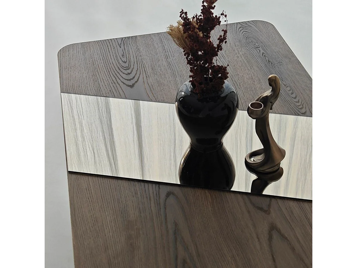 Table basse rectangulaire avec miroir L120 cm SOLEA