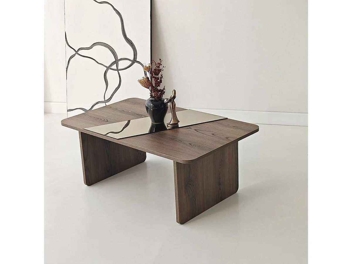 Table basse rectangulaire avec miroir L120 cm SOLEA