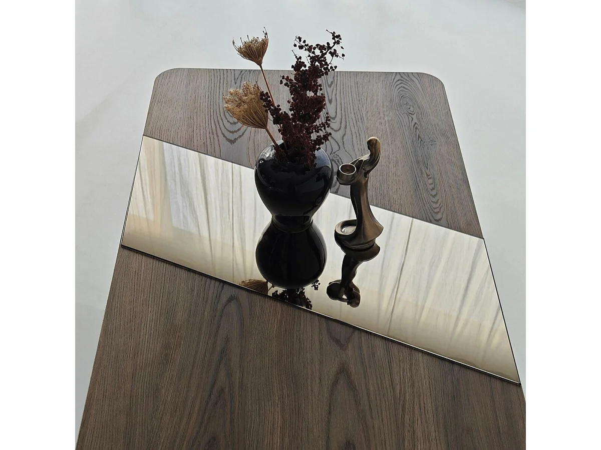 Table basse rectangulaire avec miroir L120 cm SOLEA