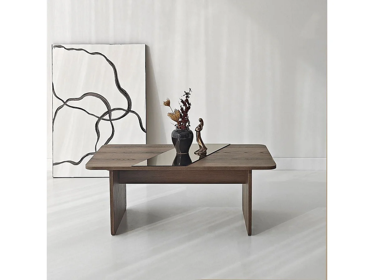 Table basse rectangulaire avec miroir L120 cm SOLEA