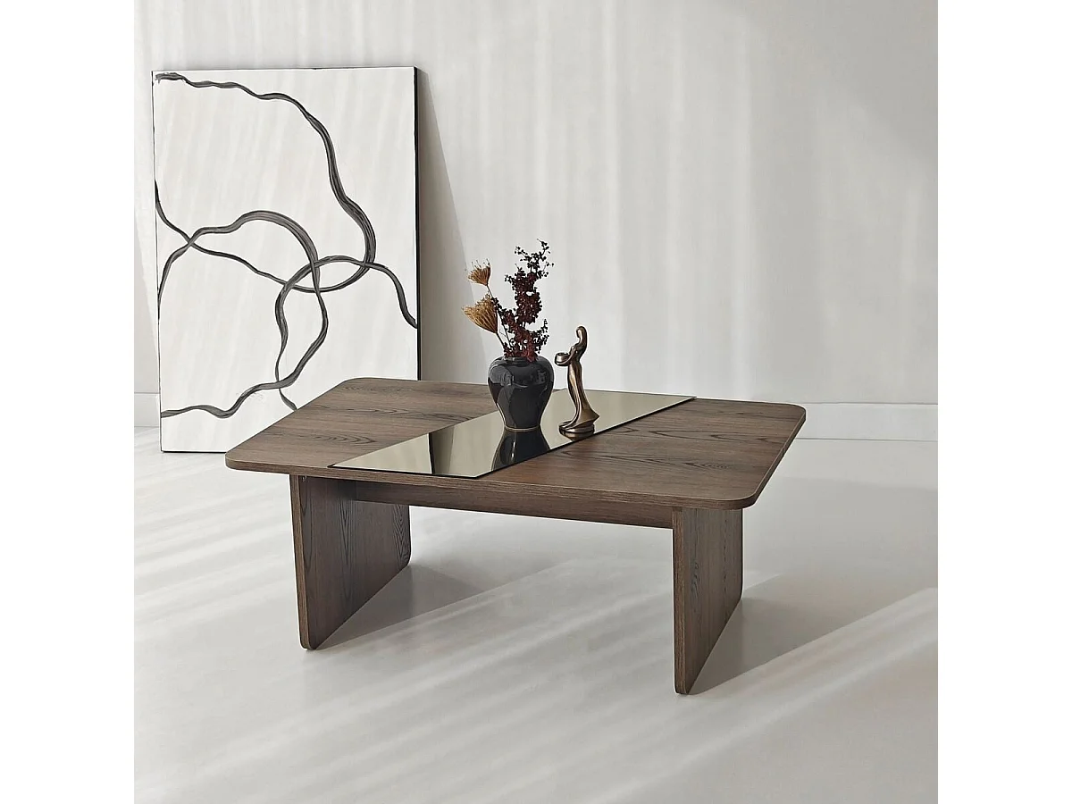 Table basse rectangulaire avec miroir L120 cm SOLEA