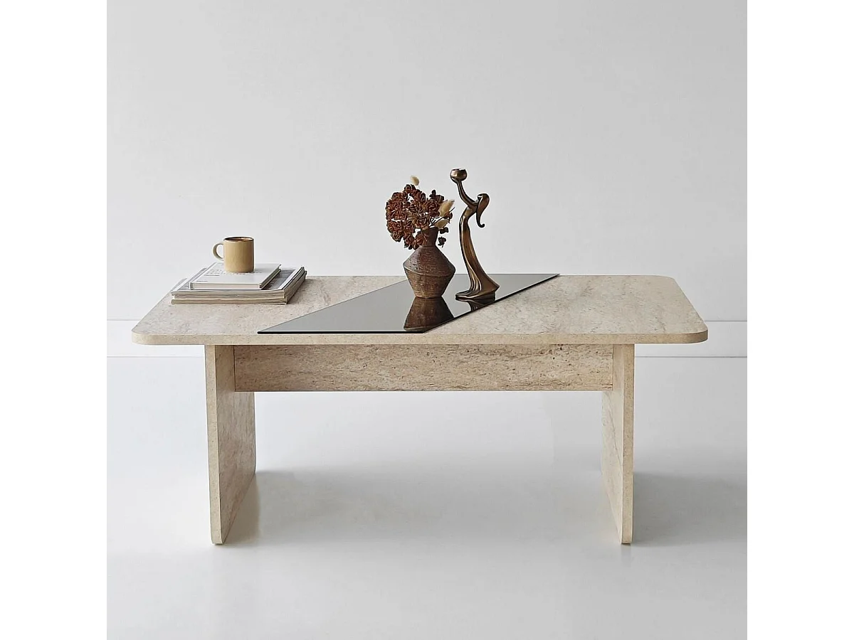 Table basse rectangulaire avec miroir L120 cm SOLEA
