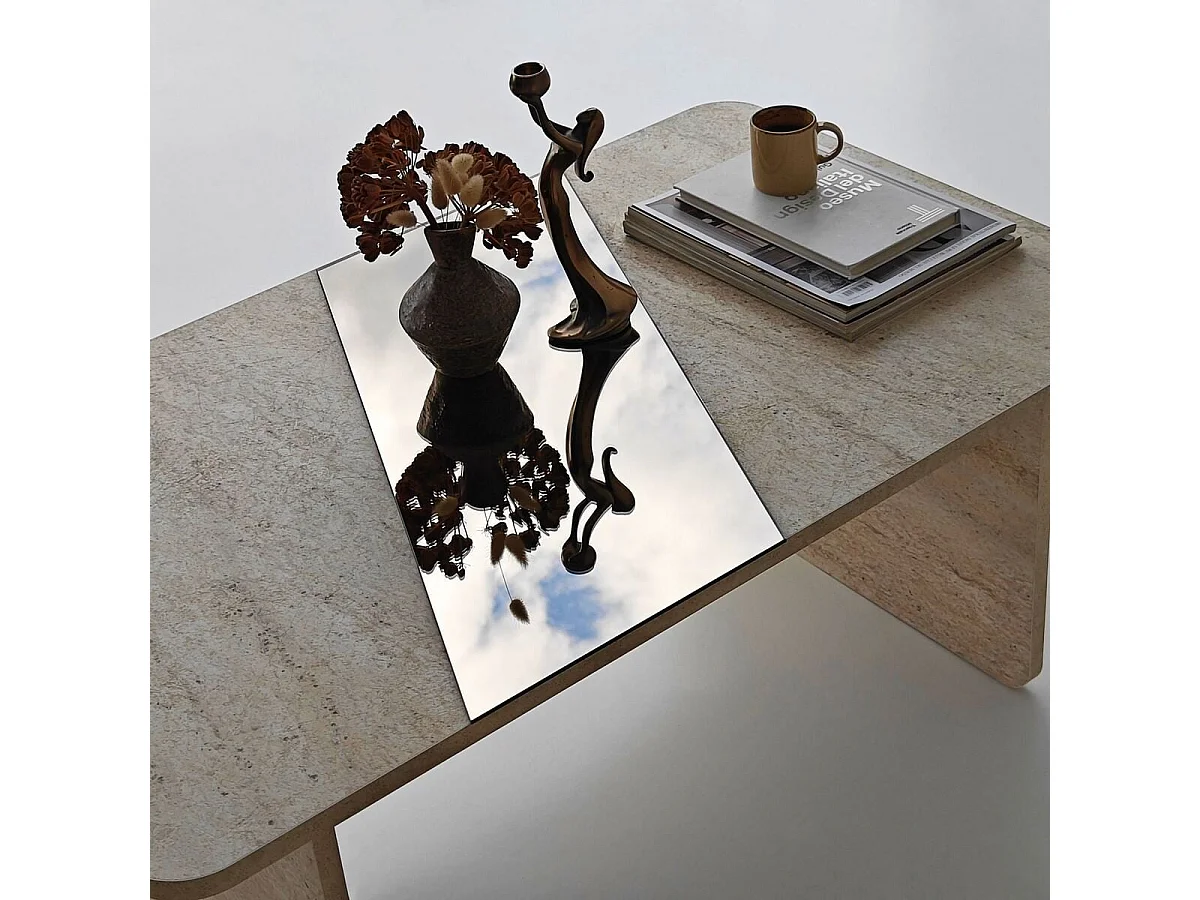 Table basse rectangulaire avec miroir L120 cm SOLEA