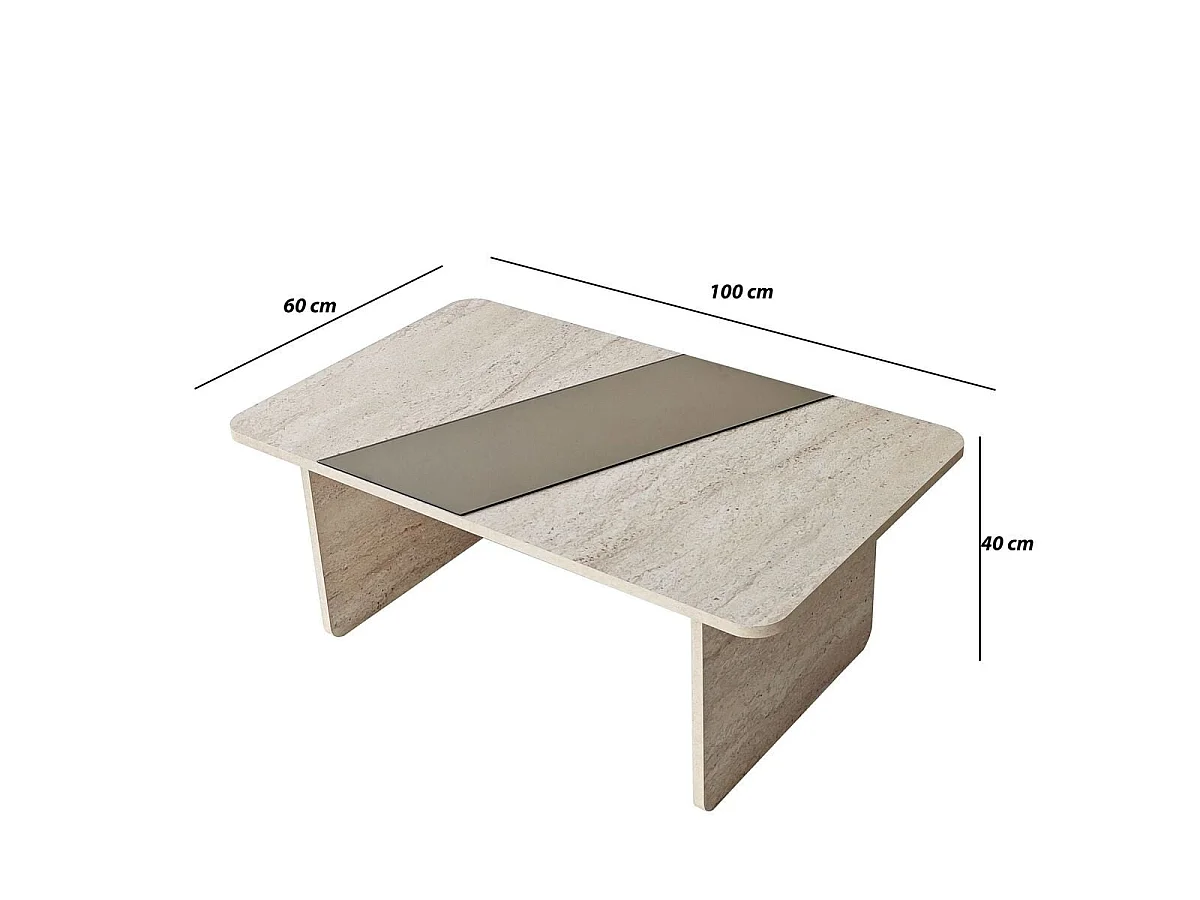 Table basse rectangulaire avec miroir L120 cm SOLEA