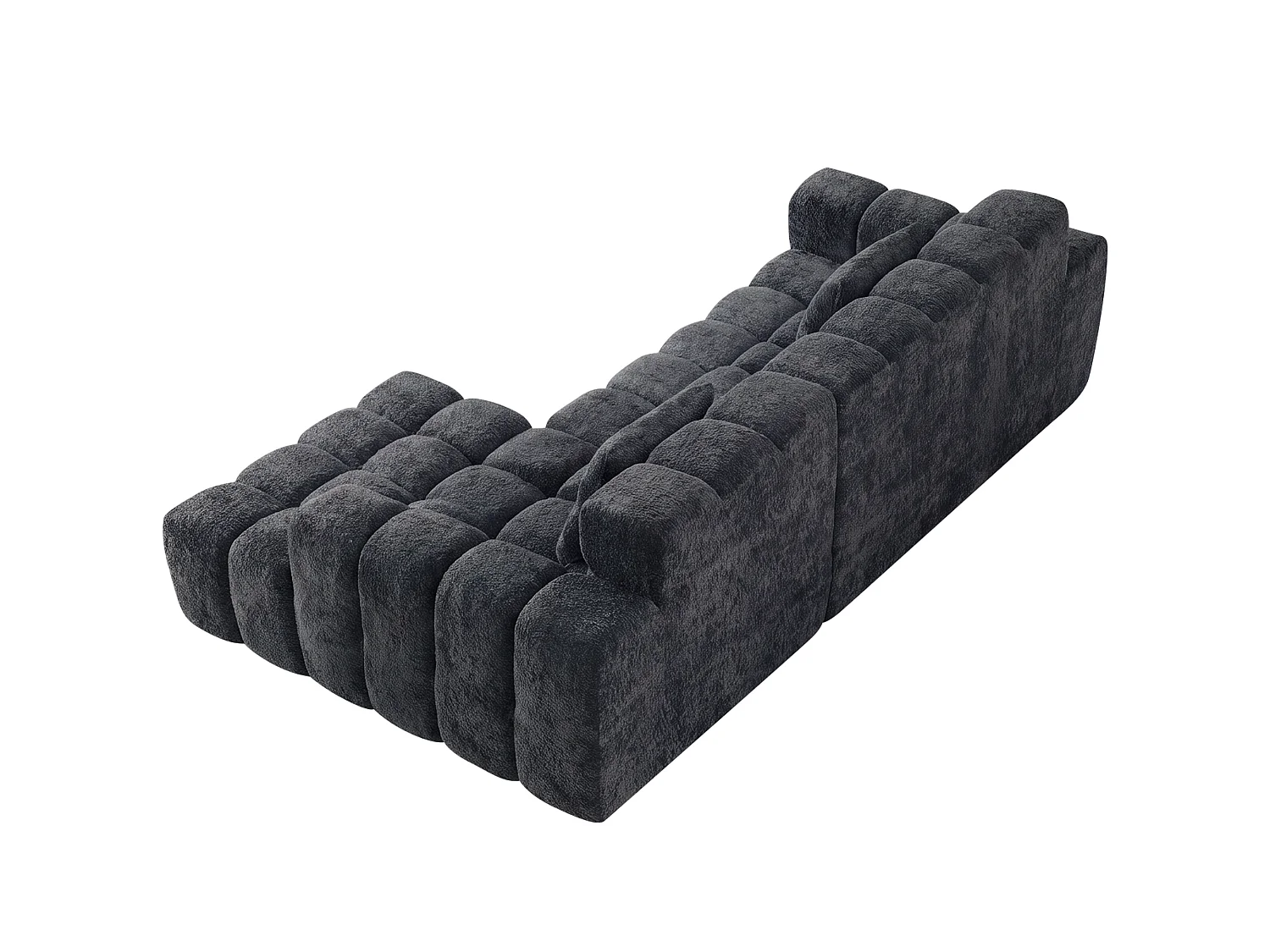 Canapé d'angle modulable 3 places en tissu chenille – Assise profonde - Gris