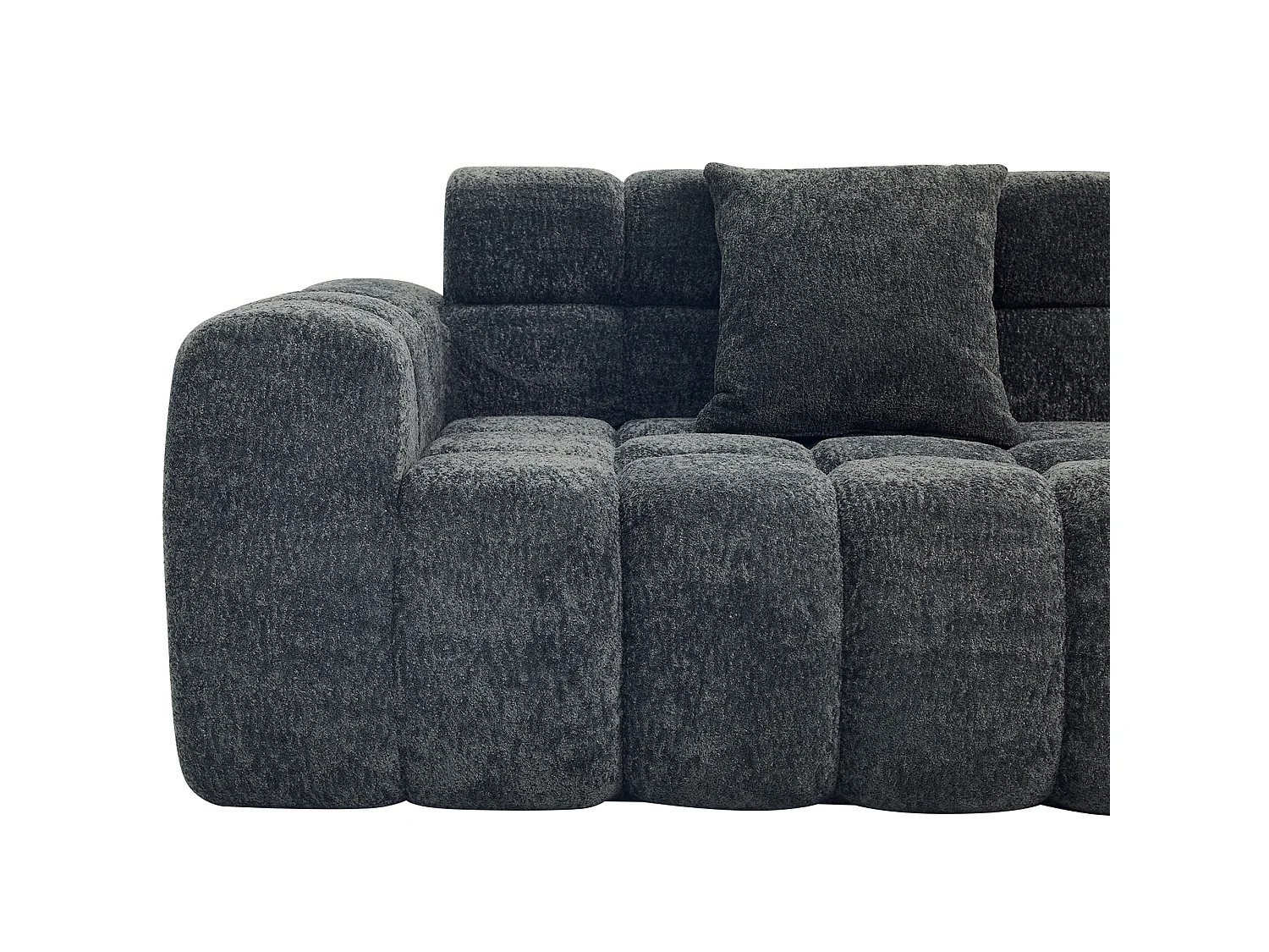 Canapé d'angle modulable 3 places en tissu chenille – Assise profonde - Gris