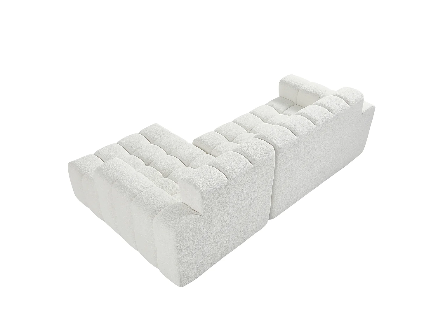 Canapé d'angle modulable 3 places en tissu chenille – Assise profonde - Blanc