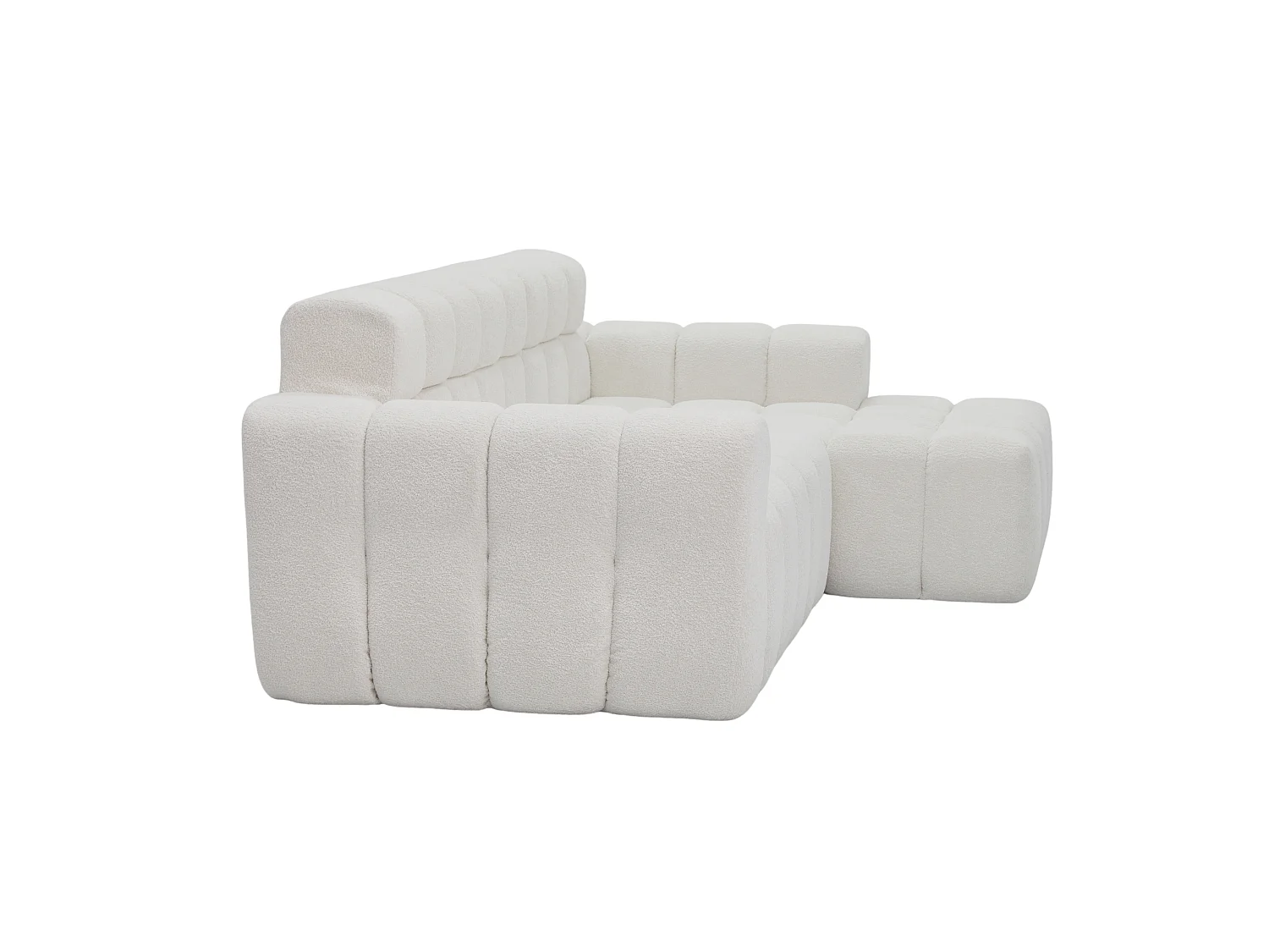 Canapé d'angle modulable 3 places en tissu chenille – Assise profonde - Blanc