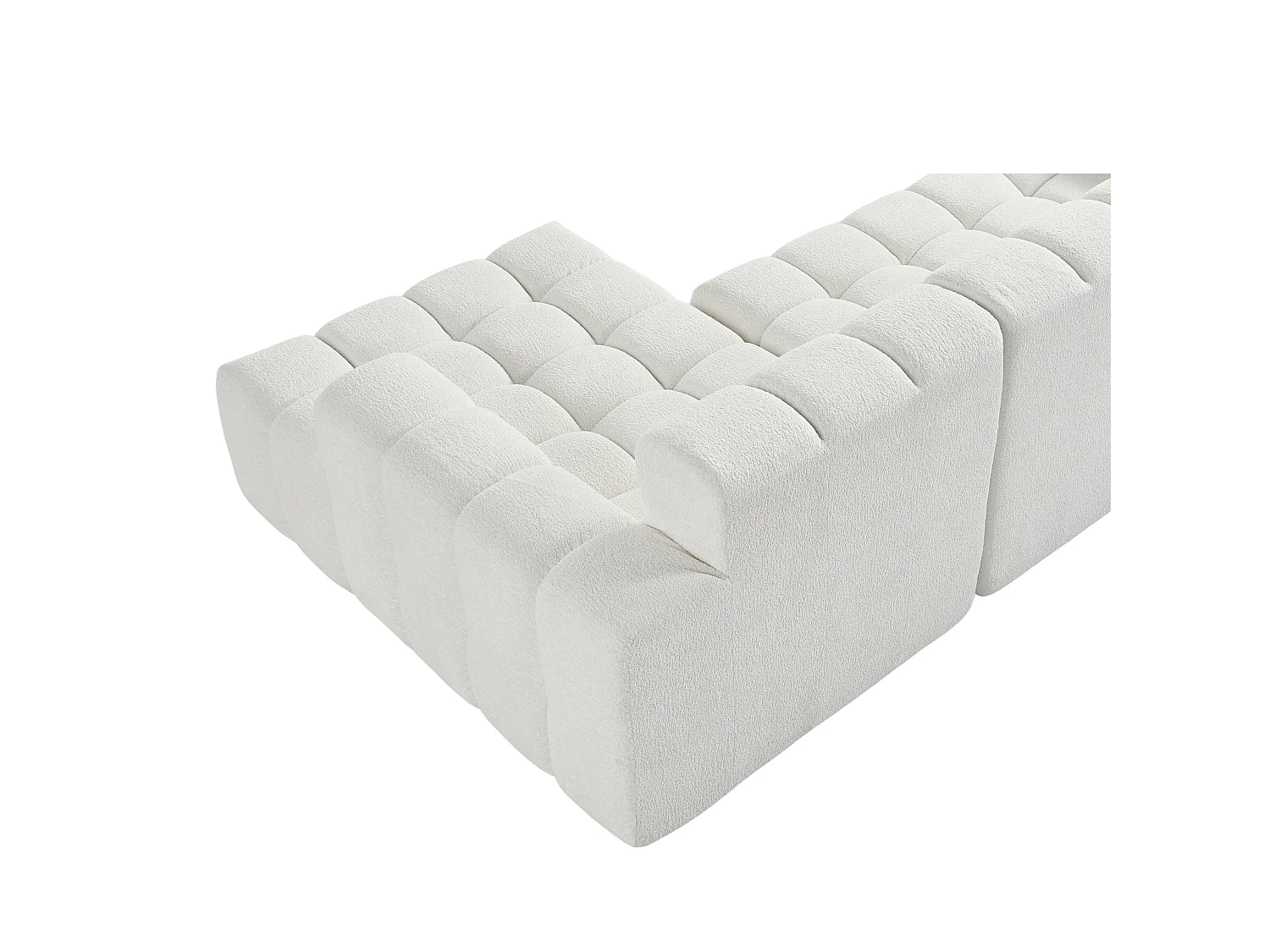 Canapé d'angle modulable 3 places en tissu chenille – Assise profonde - Blanc