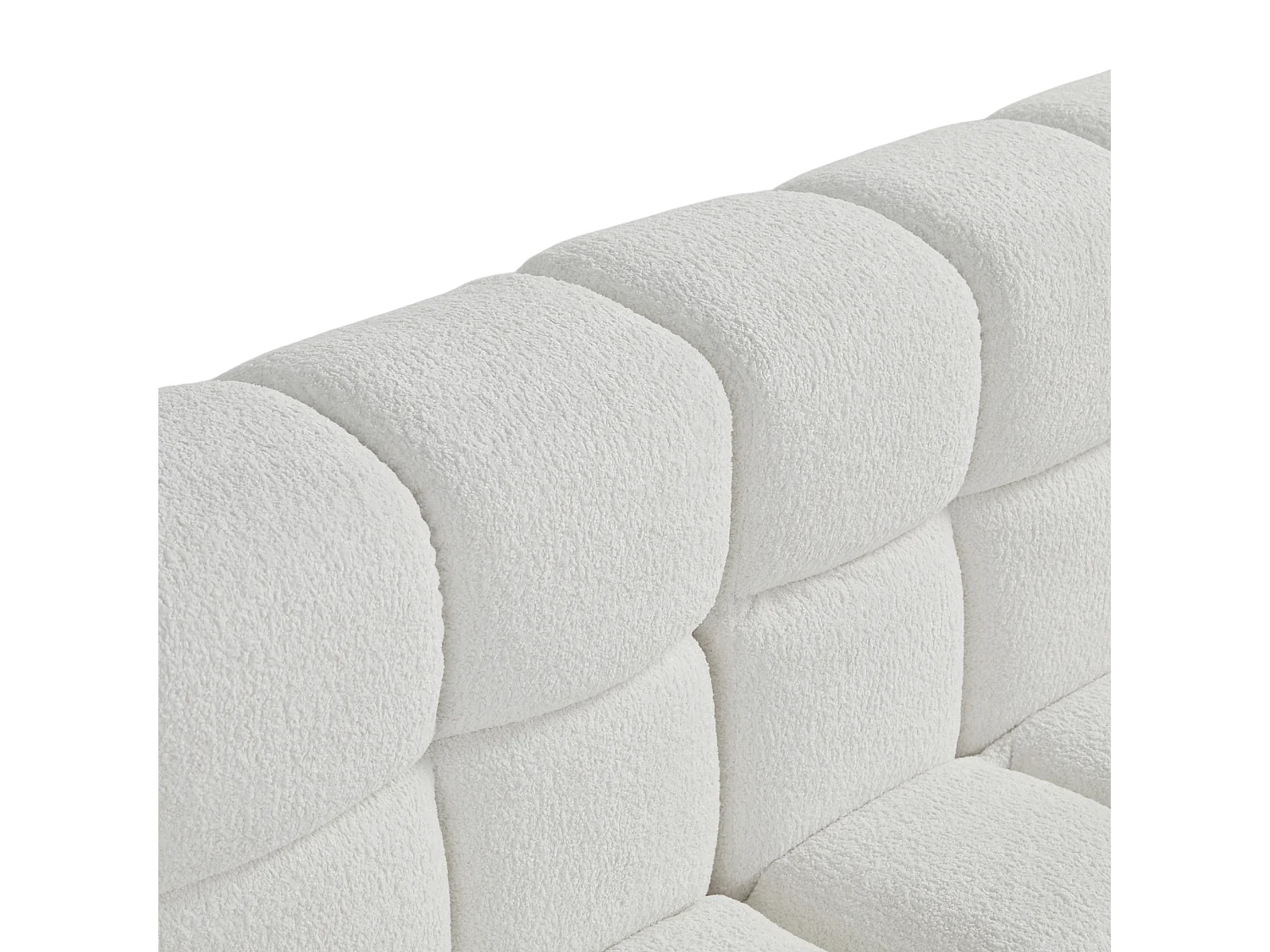 Canapé d'angle modulable 3 places en tissu chenille – Assise profonde - Blanc