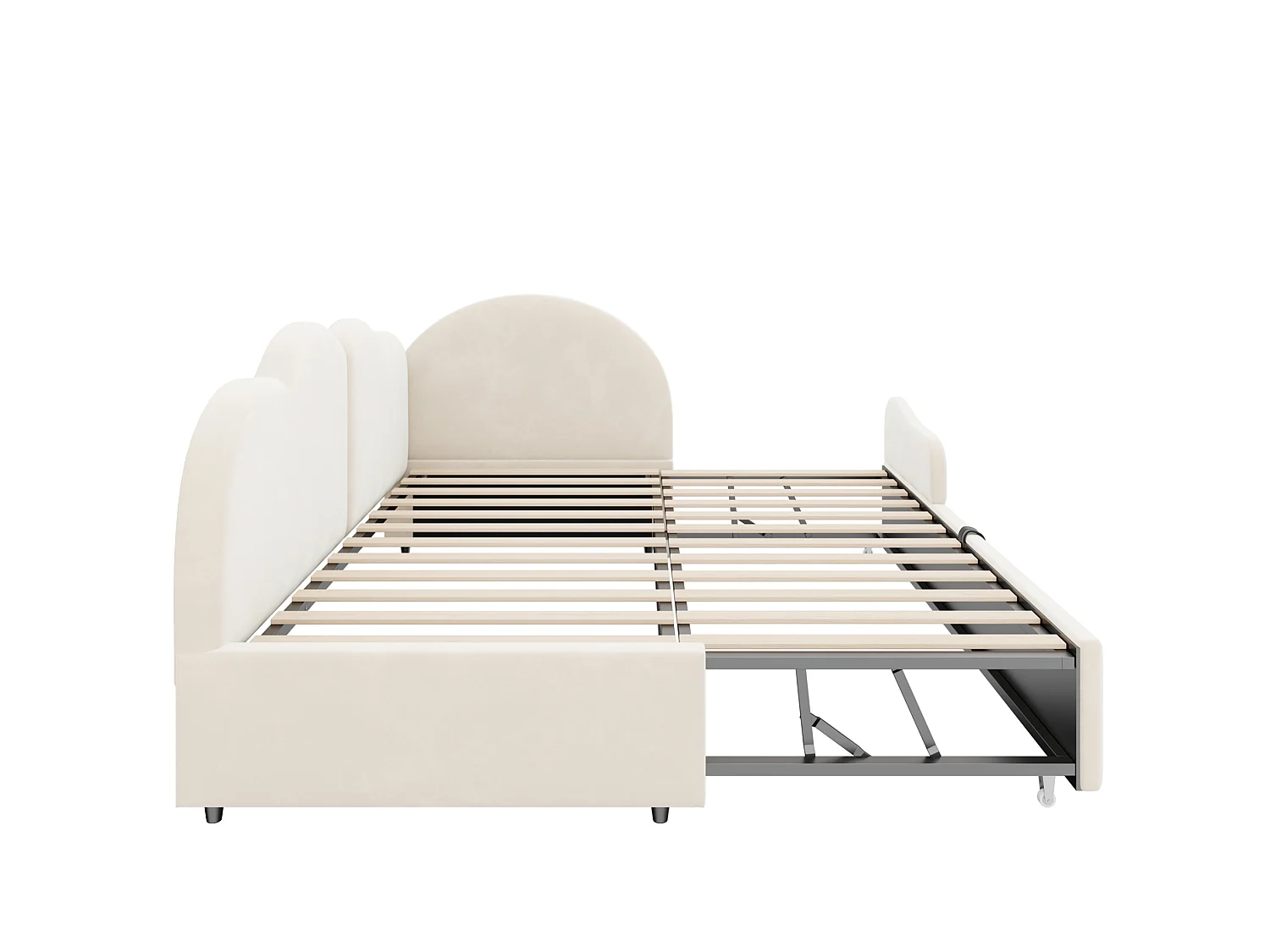 Lit banquette extensible 90 x 200 cm et 90 x 190 cm - Velours beige