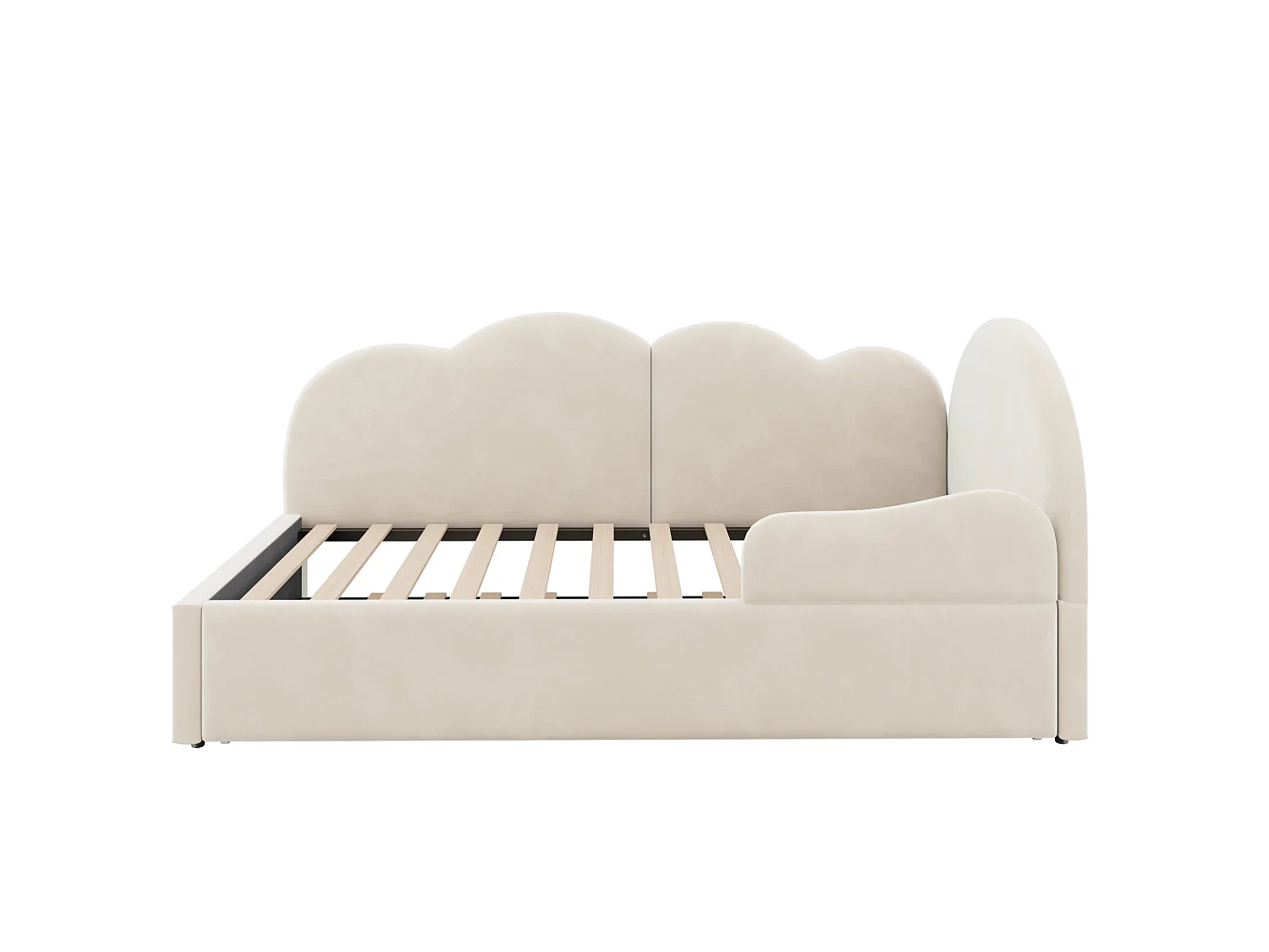 Lit banquette extensible 90 x 200 cm et 90 x 190 cm - Velours beige