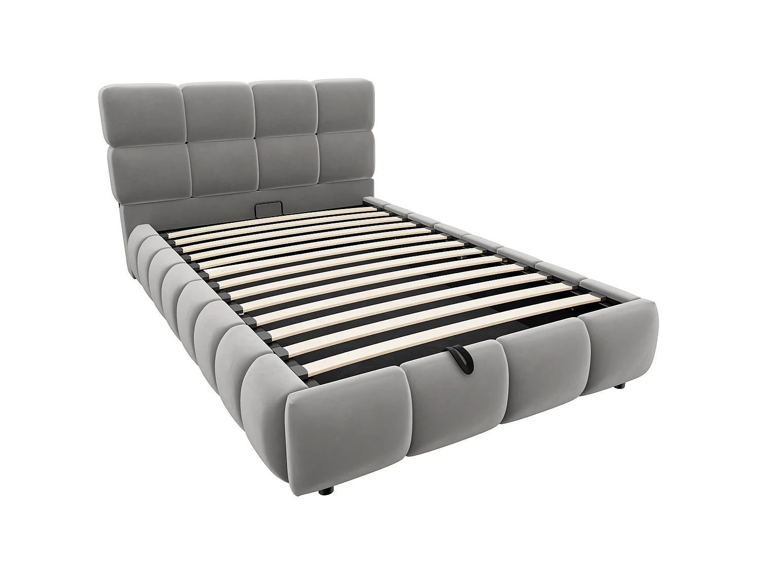 Lit coffre enfant 90 x 200 cm avec bandeau lumineux - Velours gris