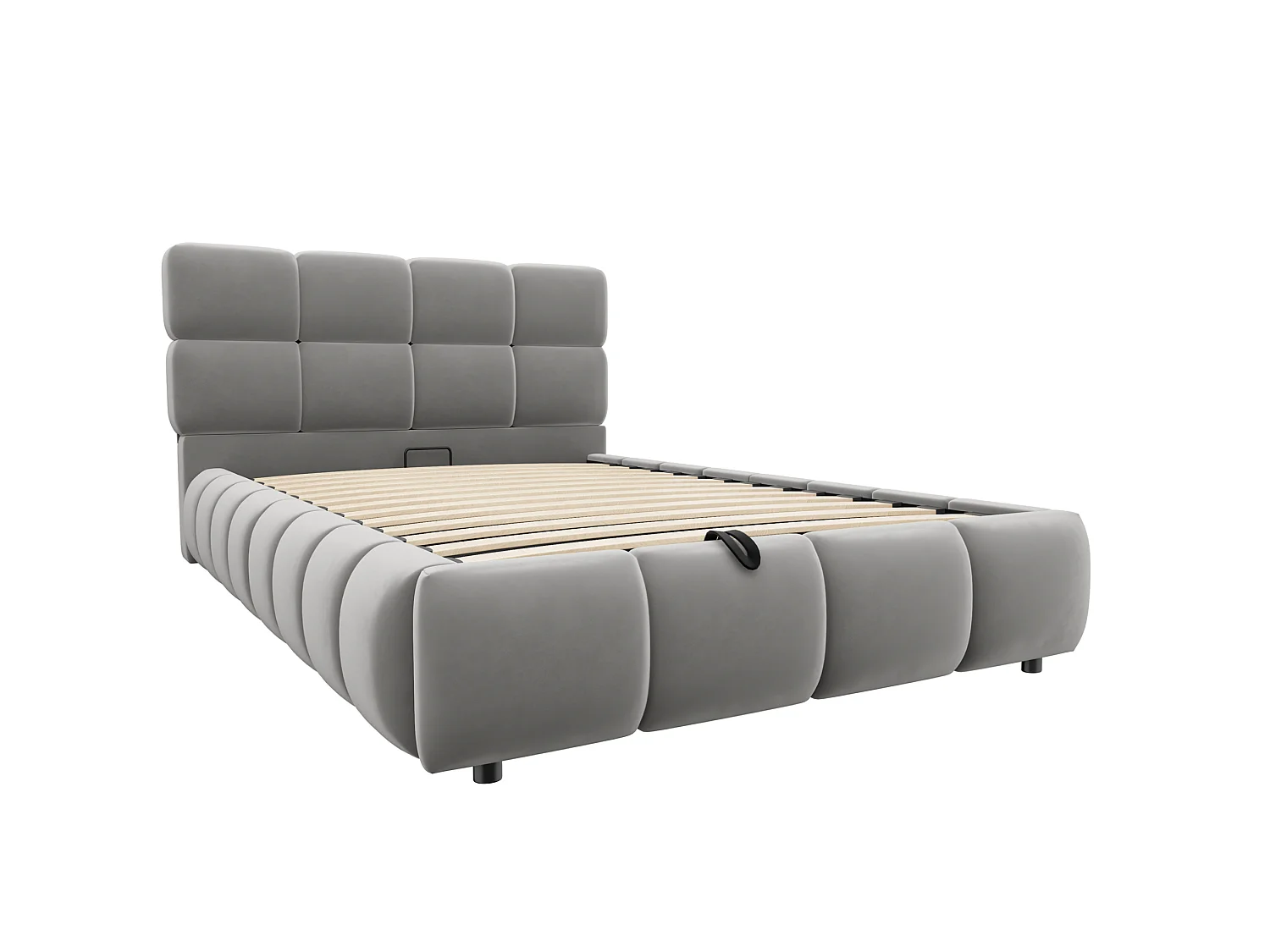 Lit coffre enfant 90 x 200 cm avec bandeau lumineux - Velours gris