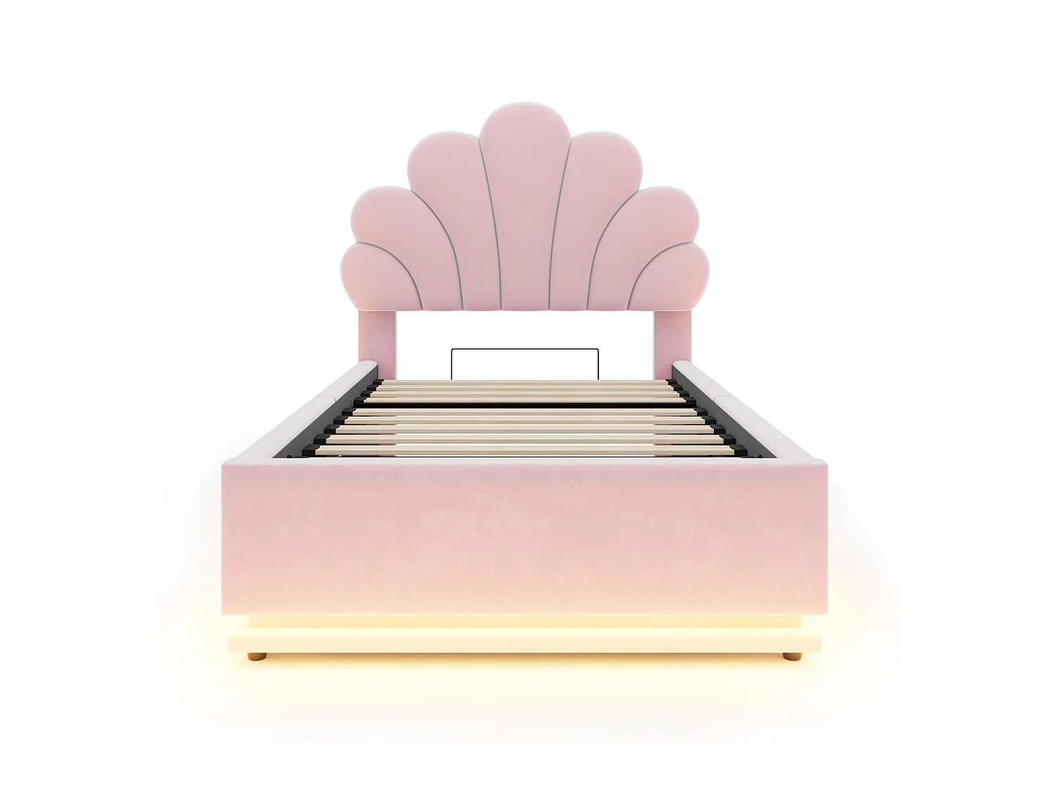 Lit coffre 90 x 200 cm en velours avec éclairage LED - Rose