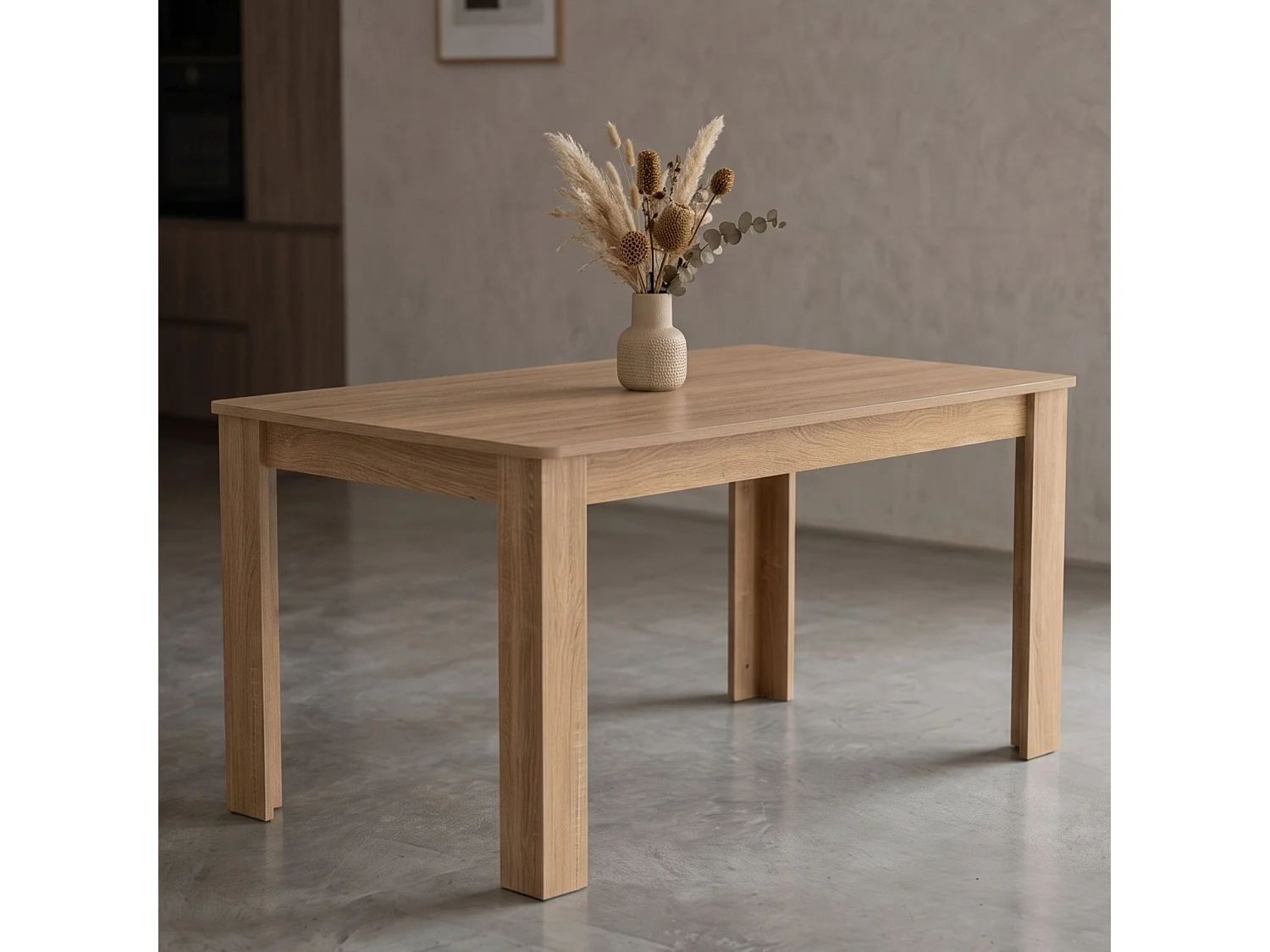 Kitchen Dining Set with Oak Effect Table, 4 Black Velvet Chairs and Oak Effect Bench 6 Seater