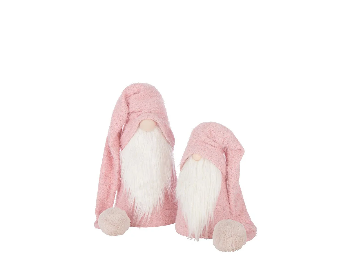 Père-Noël Gnome Déco "Hiver" 60cm Rose Clair
