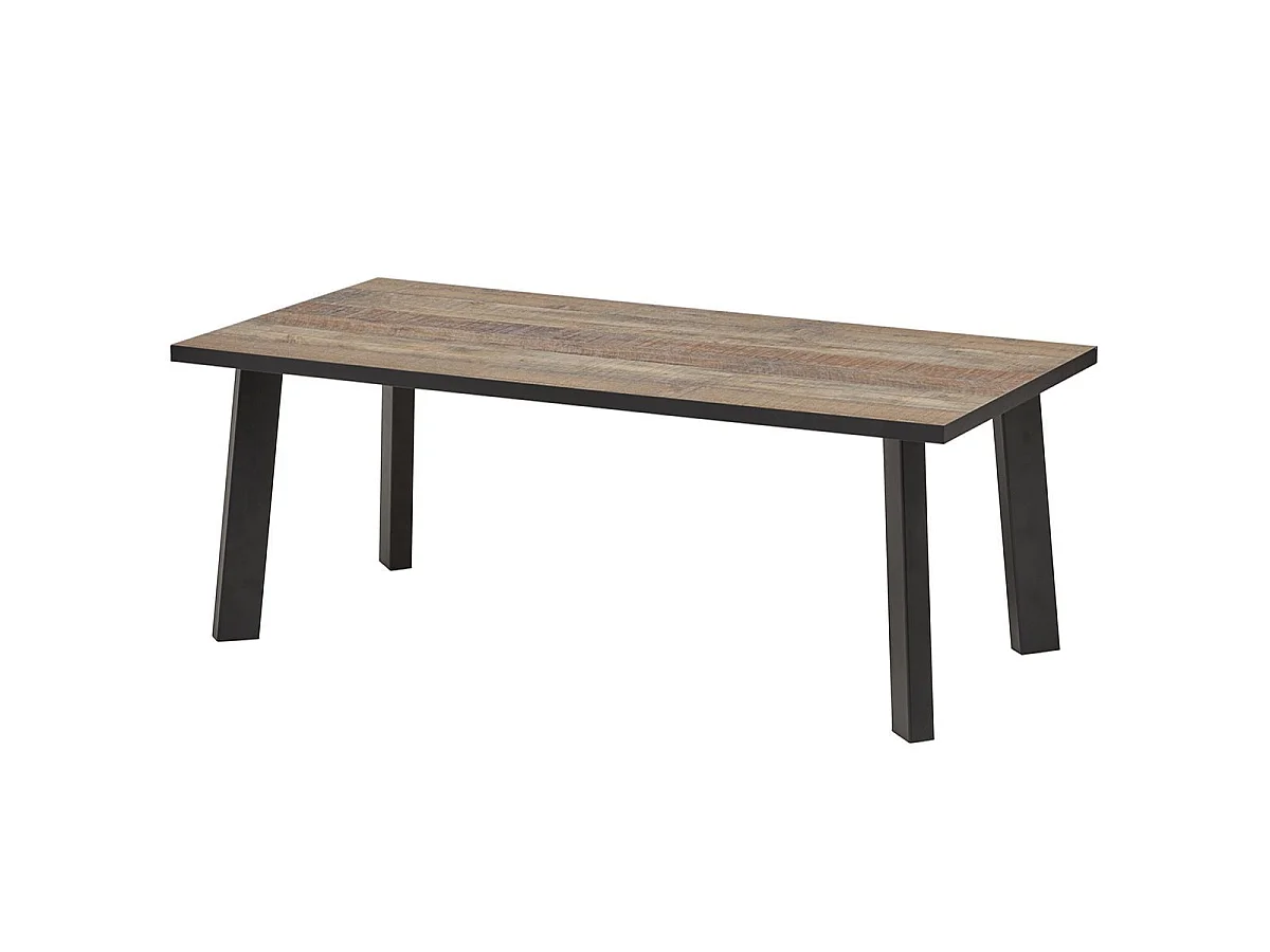 Ensemble table basse et meuble TV aspect bois rustique et métal noir - CHIARA