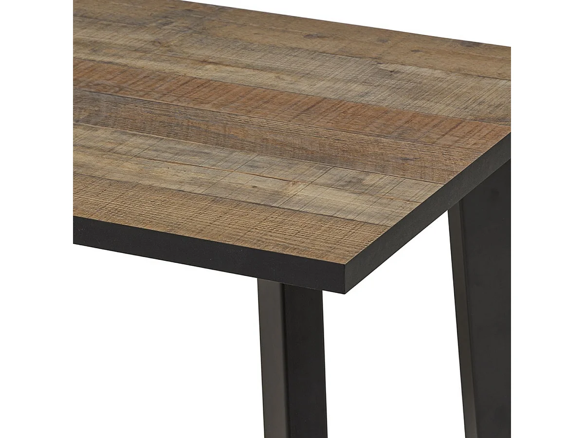 Ensemble table basse et meuble TV aspect bois rustique et métal noir - CHIARA