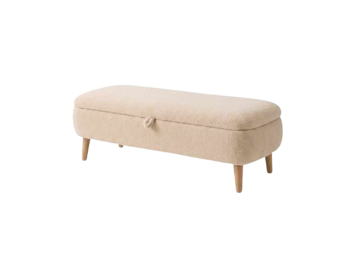 Banc de rangement en tissu bouclette L90 cm - BEN