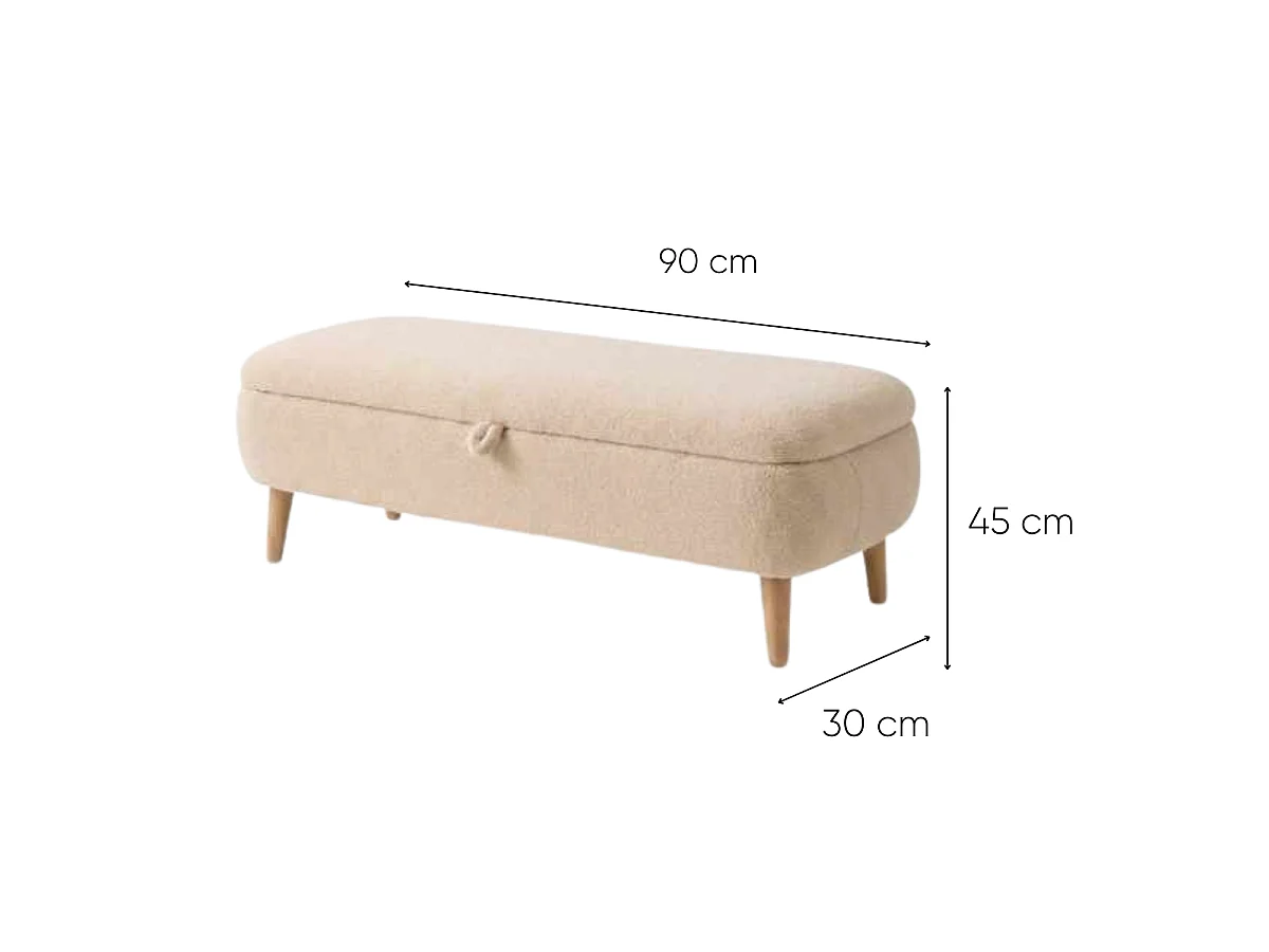 Banc de rangement en tissu bouclette L90 cm - BEN