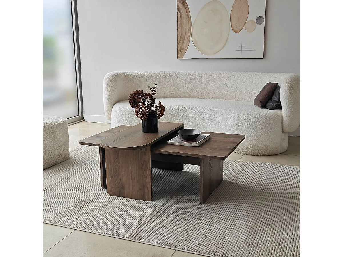 Conjunto de 2 mesas de centro tampos assimétricos L105 cm - LIVIA
