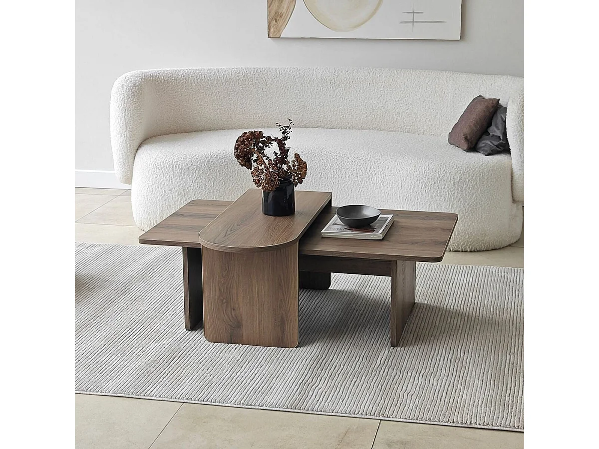 Conjunto de 2 mesas de centro tampos assimétricos L105 cm - LIVIA