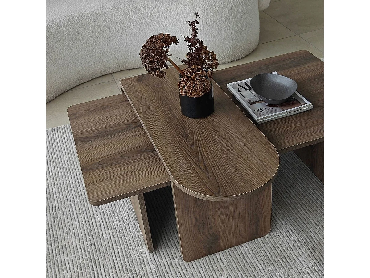 Conjunto de 2 mesas de centro tampos assimétricos L105 cm - LIVIA