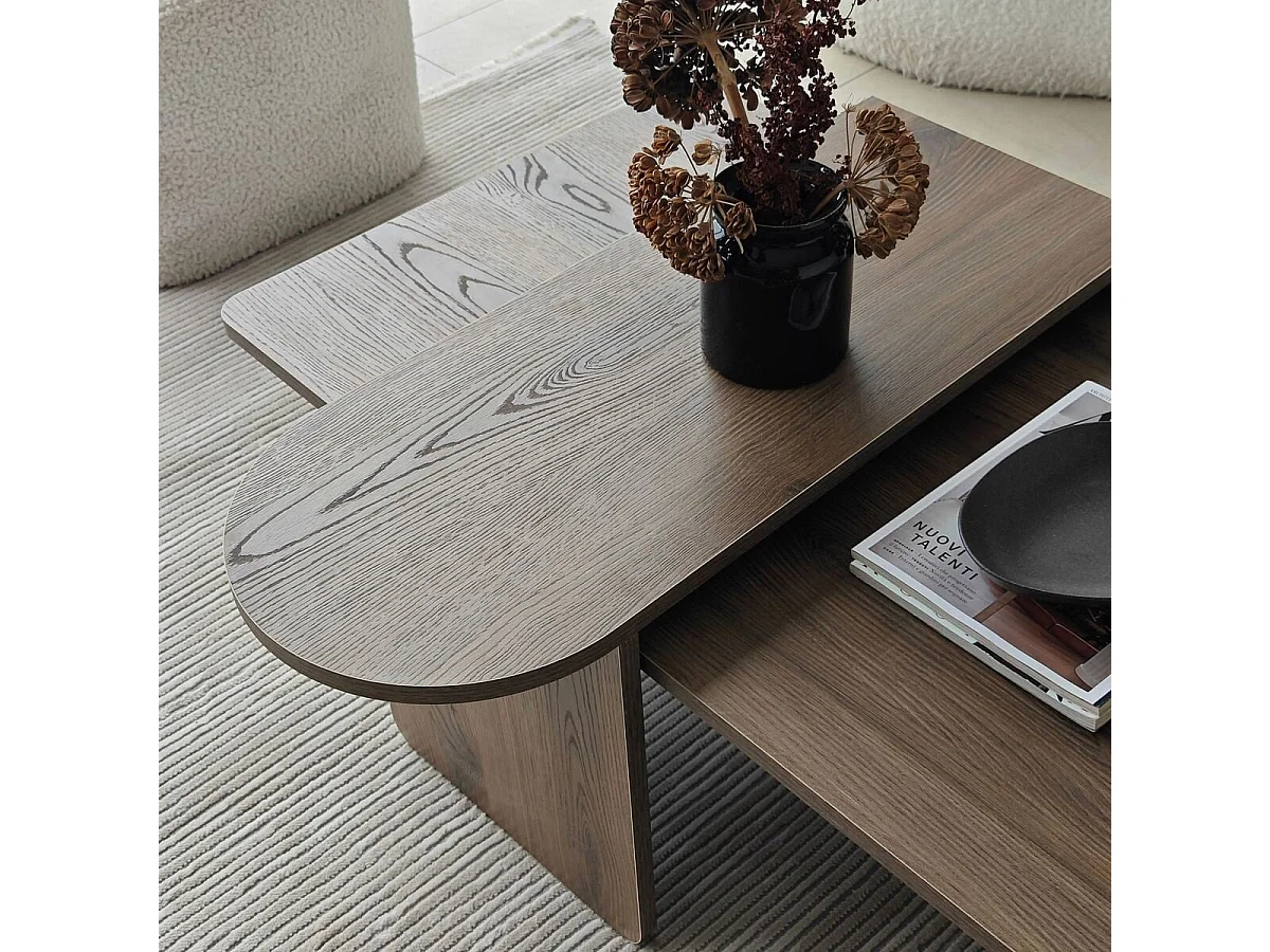 Conjunto de 2 mesas de centro tampos assimétricos L105 cm - LIVIA