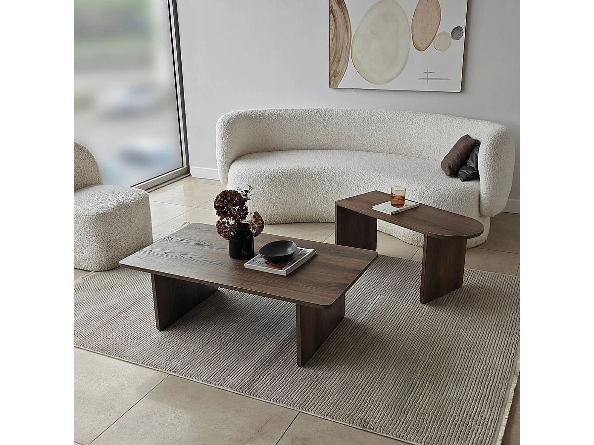 Conjunto de 2 mesas de centro tampos assimétricos L105 cm - LIVIA