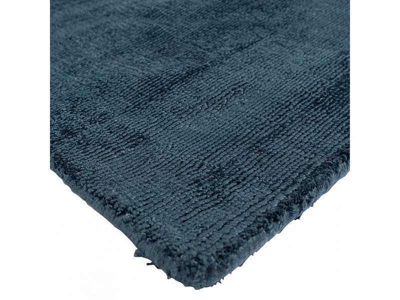 Tapis 160 x 230 cm rectangulaire moiré viscose bleu foncé - APIS 7030