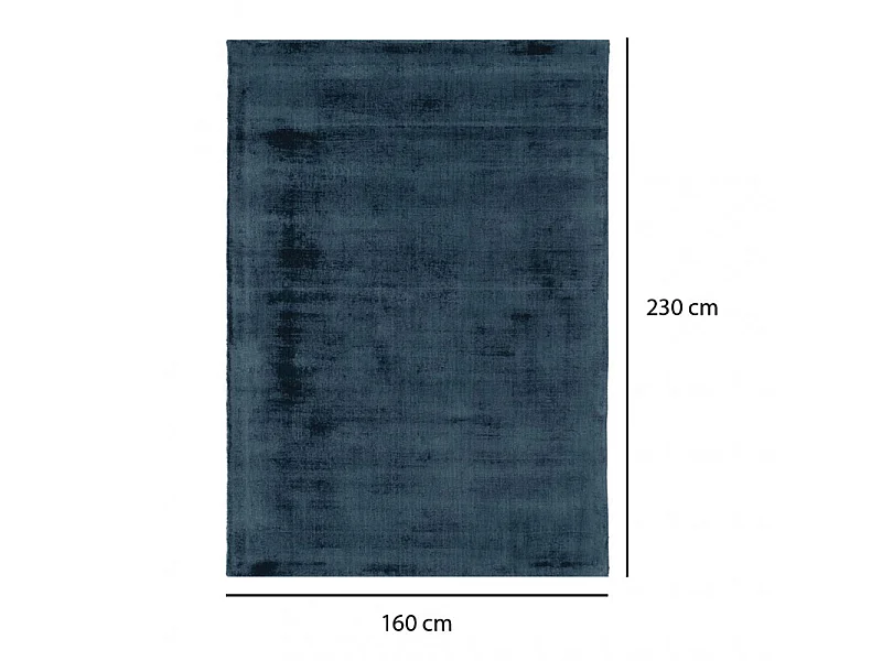 Tapis 160 x 230 cm rectangulaire moiré viscose bleu foncé - APIS 7030