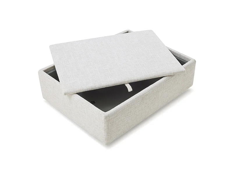 Canapé d'angle réversible beige en plumes et pouf modulable - MOLLIE