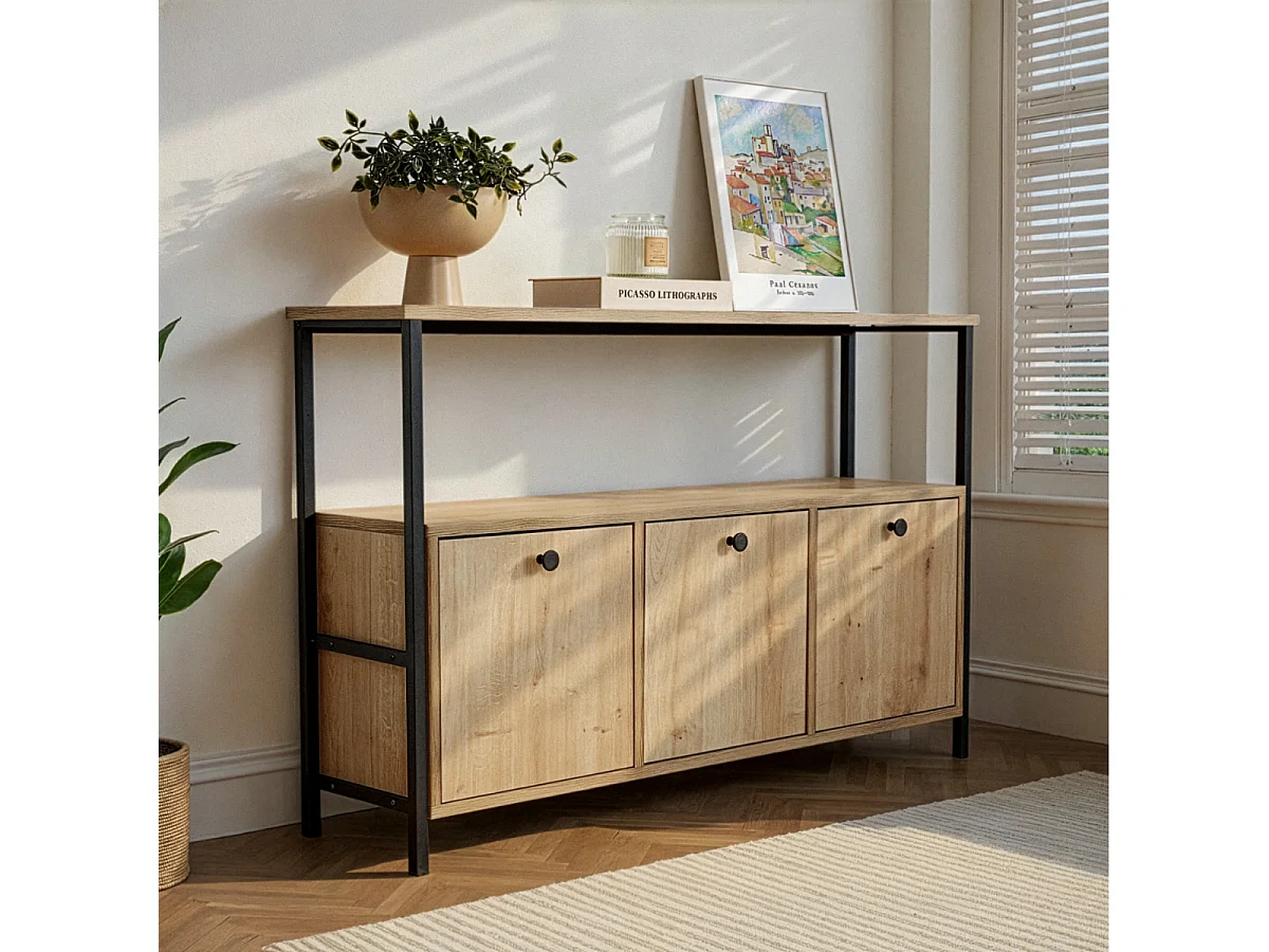 Buffet 3 portes avec 1 tablette supérieure L120 cm SIENNA