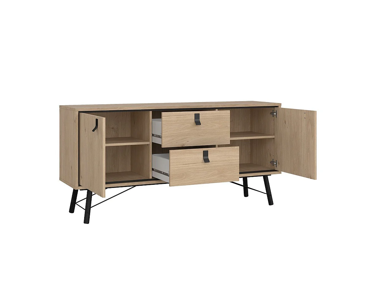 Buffet 2 portes et 2 tiroirs avec piètement métallique L150,3 cm - JOYCE