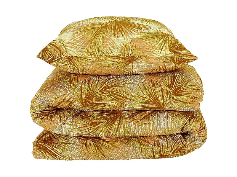 Lot de 2 parures de lit en coton jaune 240 x 220 cm - PALM 8545