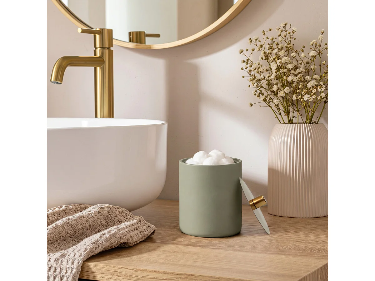 Pot à Cotons Design "Oria" 12cm Vert Cèdre