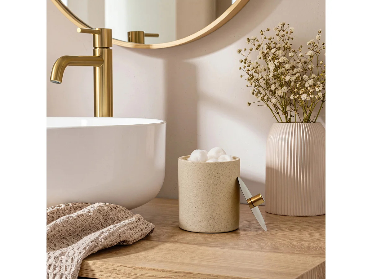 Pot à Cotons Design "Oria" 12cm Sable