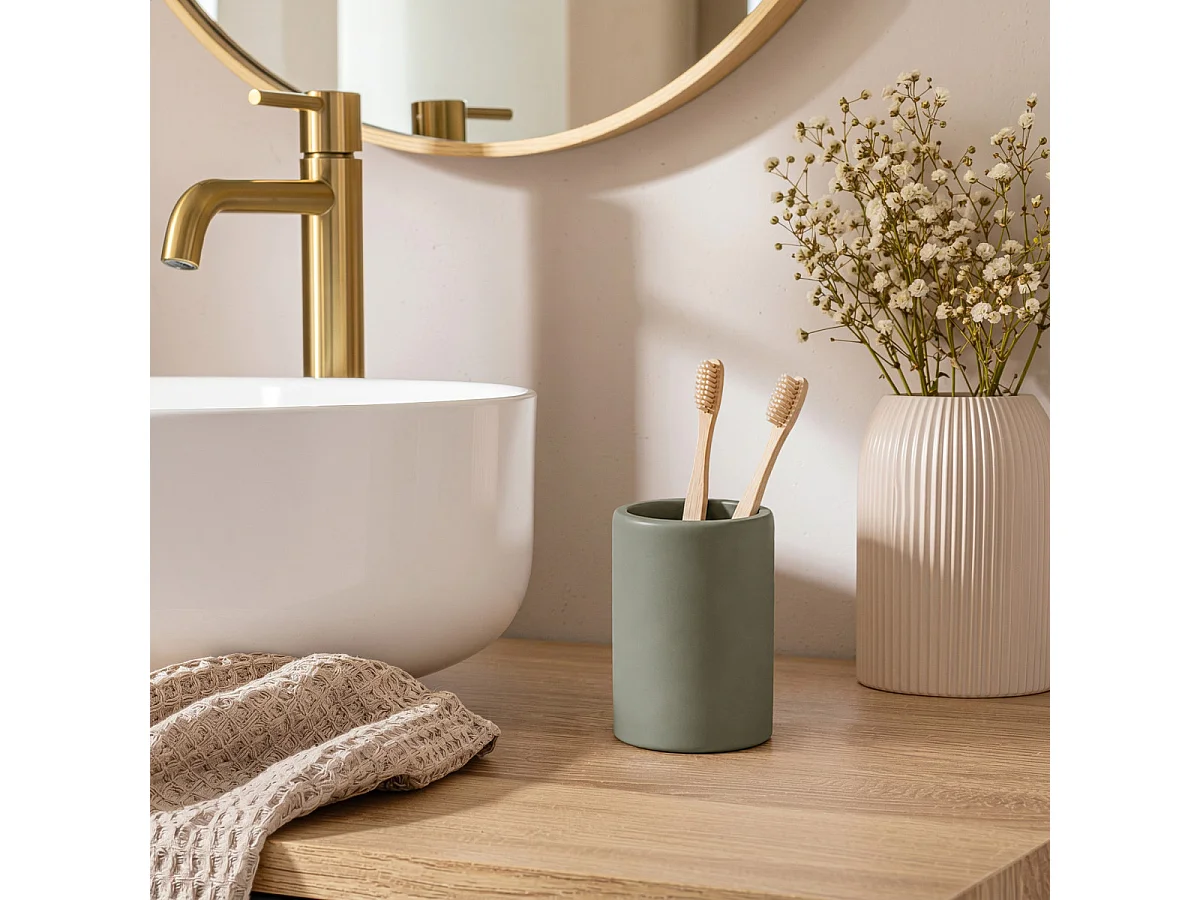 Gobelet Brosse à Dents Design "Oria" 10cm Vert Cèdre