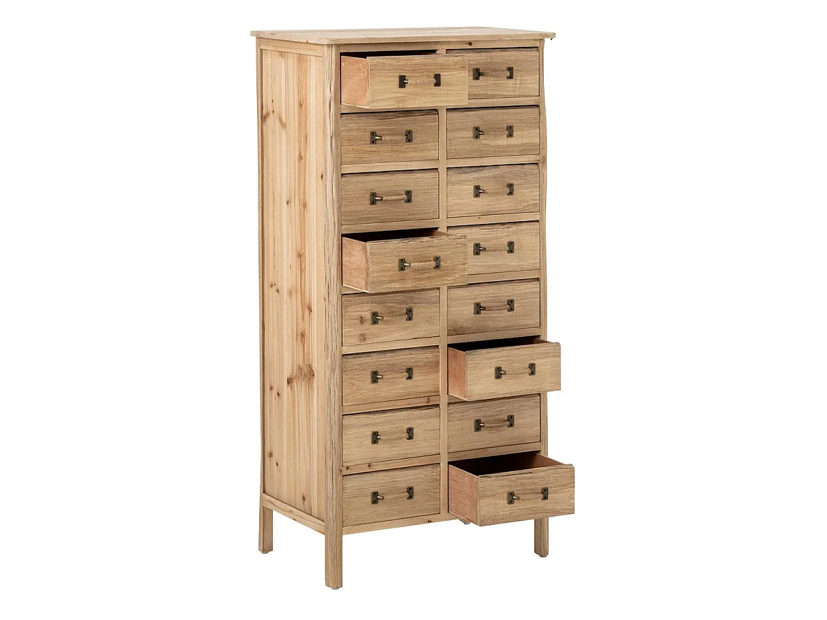 Chiffonnier en Bois 16 Tiroirs "Chamonix" 127cm Naturel