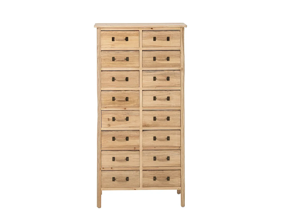 Chiffonnier en Bois 16 Tiroirs "Chamonix" 127cm Naturel