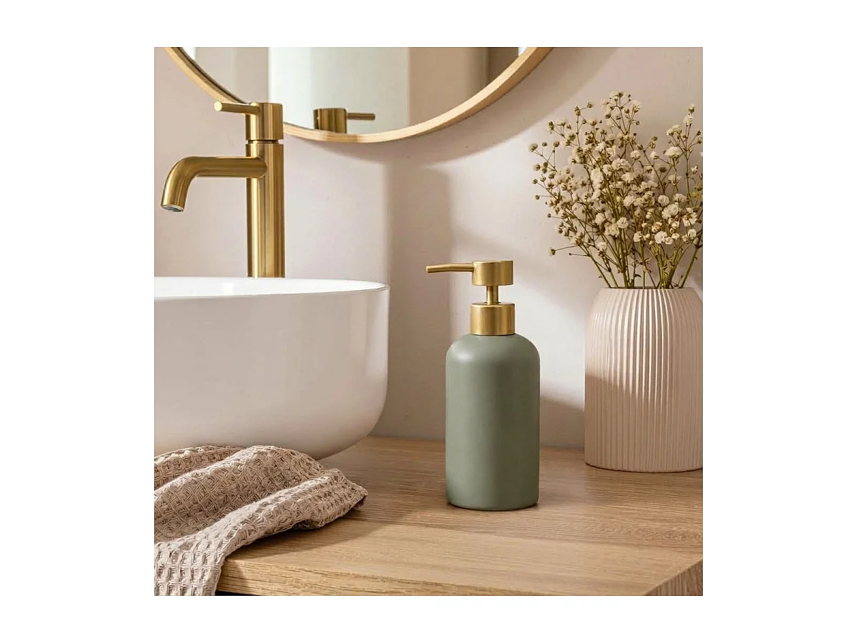 Distributeur de Savon Design "Oria" 17cm Vert Cèdre